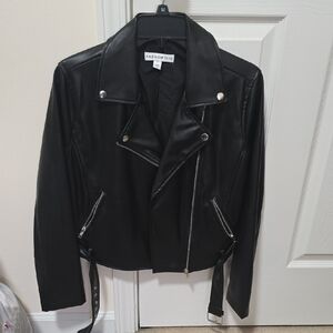 And Now This Black Faux Leather Moto Jacket